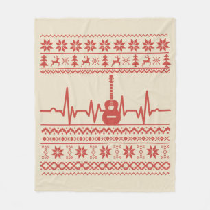 Couverture Polaire Vilain joyeux pull de Noël guitare acoustique