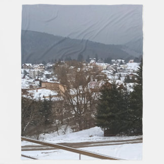 Couverture Polaire Village d'hiver panoramique - Paysage rural Rouman