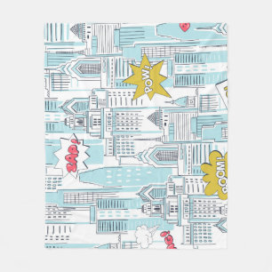 Couverture Polaire Ville de la bande dessinée : motif vintage