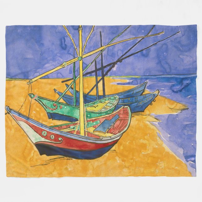 Couverture Polaire Vincent van Gogh - Bateaux de pêche sur la plage (Devant (Horizontal))