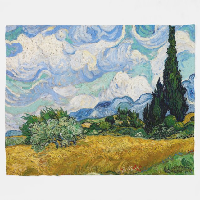Couverture Polaire Vincent Van Gogh - Champ de blé avec cyprès (Devant (Horizontal))