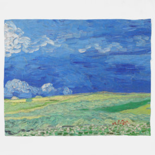 Couverture Polaire Vincent van Gogh - Champs de blé sous des nuages o
