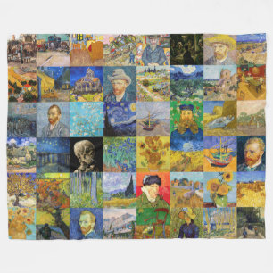 Couverture Polaire Vincent van Gogh - chefs-d'oeuvre Mosaic Patchwork