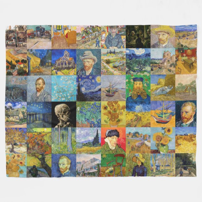 Couverture Polaire Vincent van Gogh - chefs-d'oeuvre Mosaic Patchwork (Devant (Horizontal))