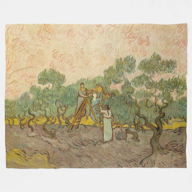 Couverture Polaire Vincent van Gogh - Femmes cueillette d'olives (Devant (Horizontal))