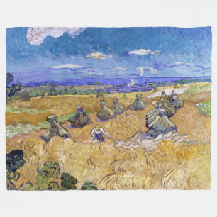 Couverture Polaire Vincent van Gogh - Meules de blé avec des moissonn