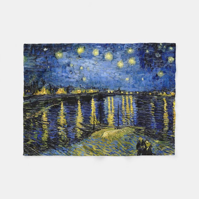 Couverture Polaire Vincent Van Gogh Nuit étoilée 1888 Blanche polaire (Devant (Horizontal))