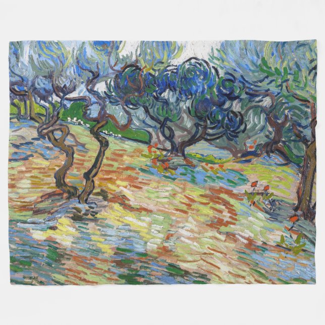 Couverture Polaire Vincent van Gogh - Oliviers : Ciel bleu vif (Devant (Horizontal))