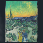 Couverture Polaire Vincent van Gogh - Paysage Lune avec couple<br><div class="desc">Paysage de la Lune / Couple Walking parmi les oliviers dans un paysage montagneux avec Crescent Moon - Vincent van Gogh,  Huile sur toile,  1890</div>
