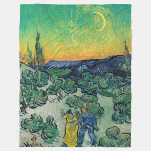 Couverture Polaire Vincent van Gogh - Paysage Lune avec couple