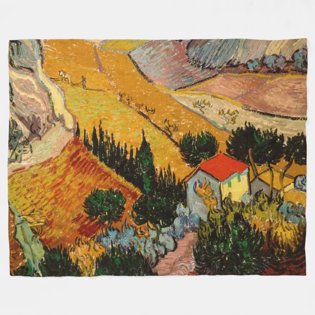 Couverture Polaire Vincent van Gogh - Paysage, Maison et Plowman (Devant (Horizontal))