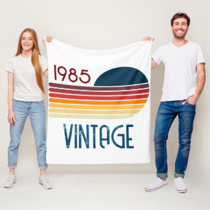 Couverture Polaire Vintage 1985 Retro Stripe Sun