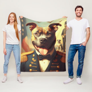 Couverture Polaire Vintage American Pit Bull Terrier Peinture