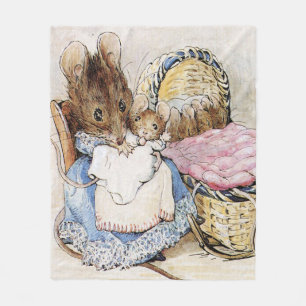 Couverture Polaire Vintage Beatrix Potter Mère Souris et bébés
