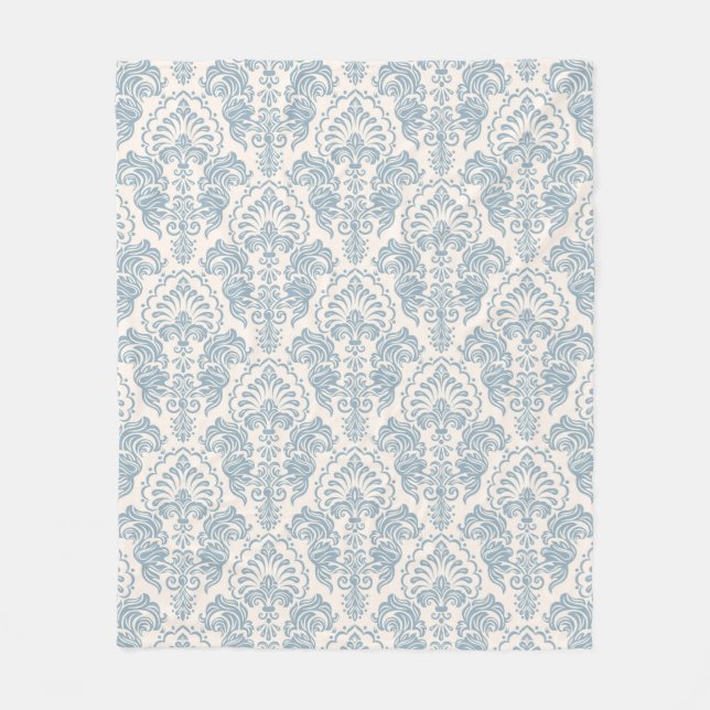 Couverture Polaire Vintage bleu Floral Damask (Devant)