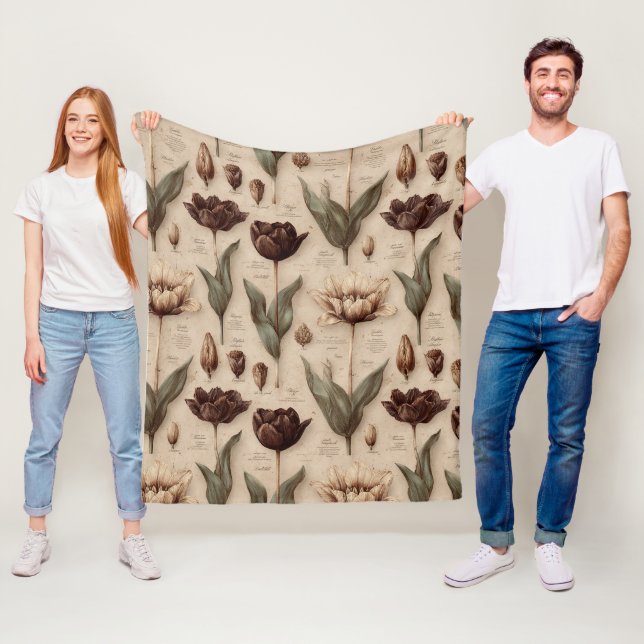 Couverture Polaire Vintage Botanical Floral Pattern (6) (En situation)