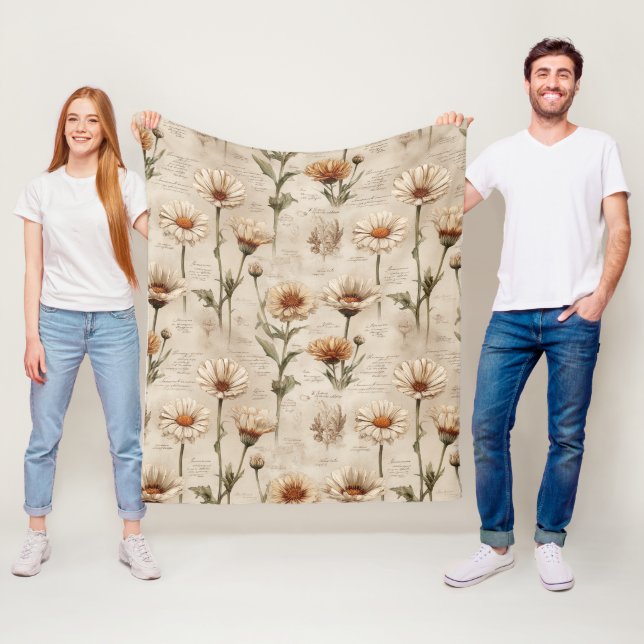 Couverture Polaire Vintage Botanical Floral Pattern (8) (En situation)