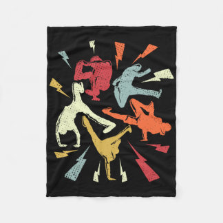 Couverture Polaire Vintage Break Dancing Bboy Poses Hip hop rétro