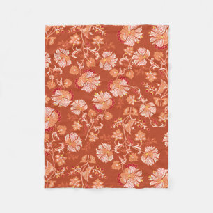 Couverture Polaire Vintage brûlé oranger floral