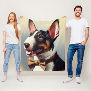 Couverture Polaire Vintage Bull Terrier Peinture Portrait
