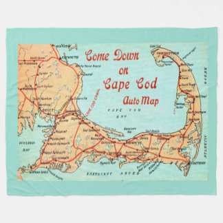 Couverture Polaire Vintage Cape cod Map Postcard Large Throw