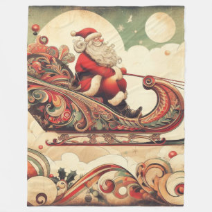 Couverture Polaire vintage/caprical/père Noël/Noël