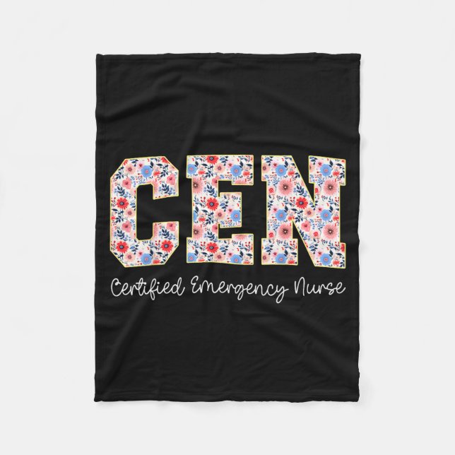 Couverture Polaire Vintage Cen Certified Emergency Nurse Wildflowers  (Devant)