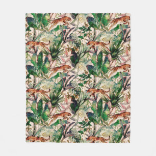 Couverture Polaire Vintage Chinoiserie Tropical Jungle Fleece Blanket