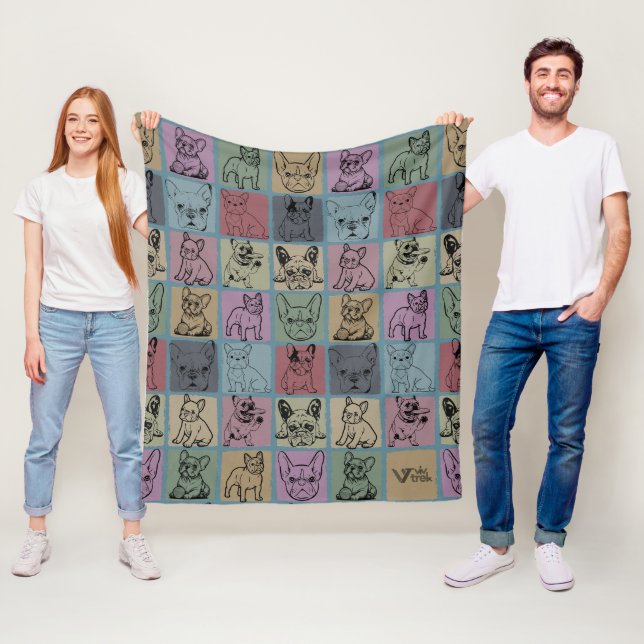 Couverture Polaire Vintage Cosy French Bulldog Blanket cadeau (En situation)