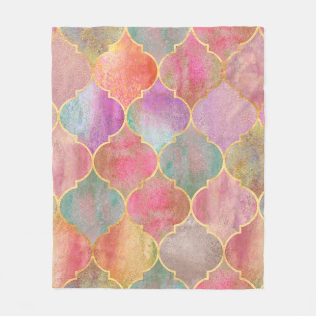 Couverture Polaire Vintage décoratif marocain sans couture motif avec (Devant)