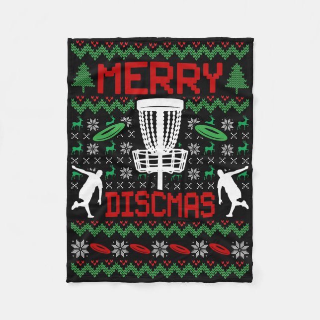 Couverture Polaire Vintage Drôle Disc Golf Noël Moche  (Devant)