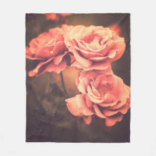 Couverture Polaire Vintage Fleurs, vintage, fleur, rose, antique, noi