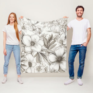 Couverture Polaire Vintage Floral Sepia Motif (11)