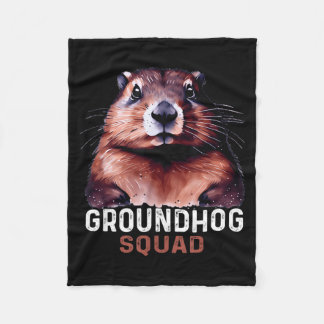 Couverture Polaire Vintage Groundhog Squad Funny Lovers Groundhog Hap