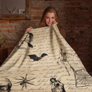 Couverture Polaire Vintage Halloween Goth Découpage Victorian