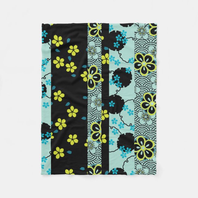 Couverture Polaire Vintage japonais Floral Kimono Motif (Devant)