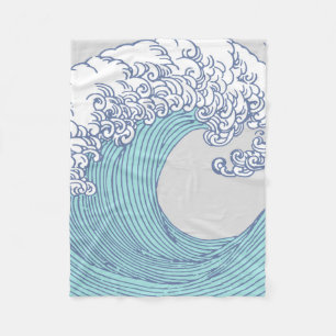 Couverture Polaire Vintage japonais Ukiyo-e art de vague de surf Côte