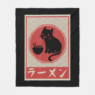 Couverture Polaire Vintage Kawaii Cat Ramen Anime Japanese Gift Girls