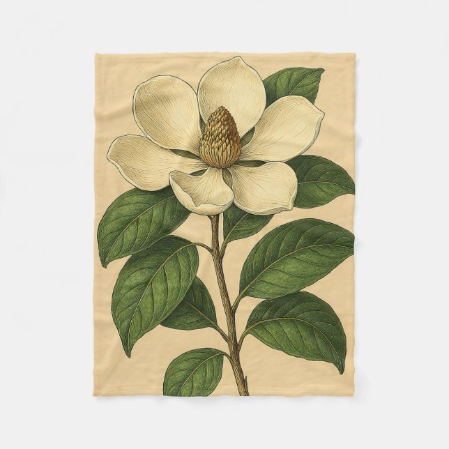 Couverture Polaire Vintage Magnolia on Weathered Paper (Devant)