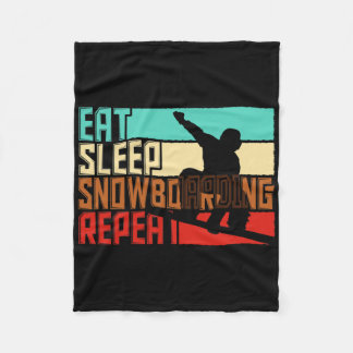 Couverture Polaire Vintage Manger Sleep Répéter Snowboard