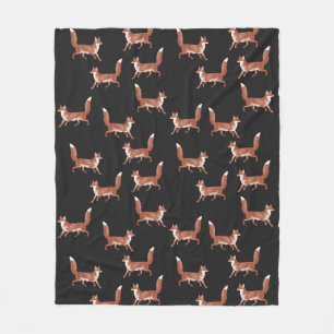 Couverture Polaire Vintage moderne Red Fox Motif sur noir
