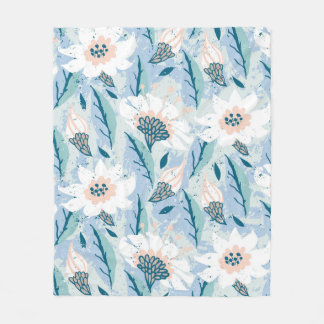 Couverture Polaire Vintage motif floral peint à la main avec grand bl