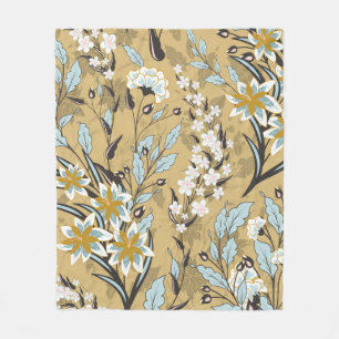 Couverture Polaire Vintage motif floral transparent sur fond noir