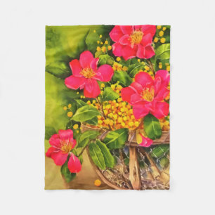 Couverture Polaire Vintage Nature Fleurs florissantes Panier Aquarell