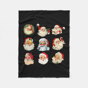 Couverture Polaire Vintage noël santa claus visage fun vieux mode