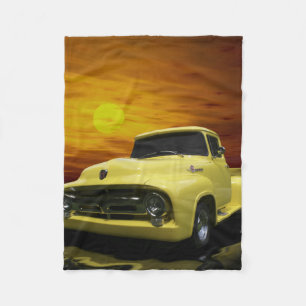 Couverture Polaire Vintage Old Antique Yellow Truck