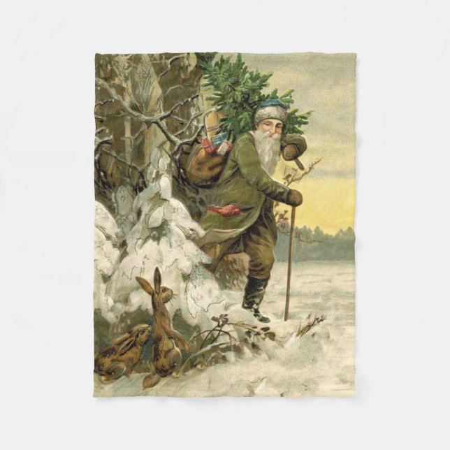 Couverture Polaire Vintage Père Noël Noël Victorien (Devant)