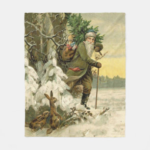 Couverture Polaire Vintage Père Noël Noël Victorien