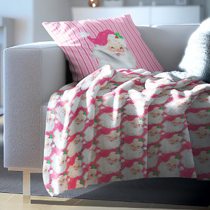 Couverture Polaire vintage père Noël rose chaud rétro Noël