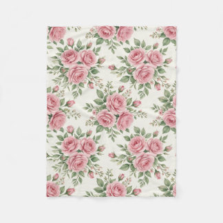 Couverture Polaire Vintage Pink Watercolor Roses Floral Seamless